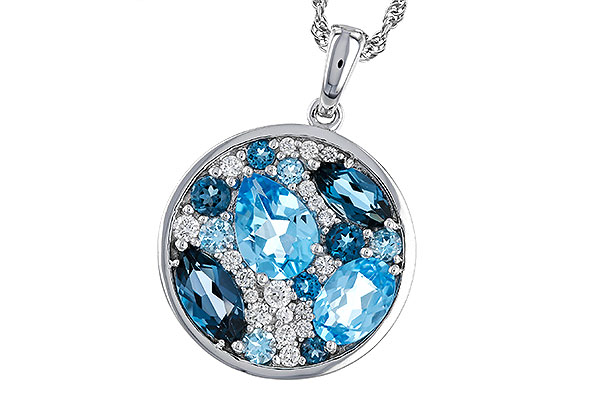 F275-22670: NECKLACE 2.31 TW BLUE TOPAZ 2.48 TGW